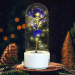 LED glass cloche with Immortal Rose and Bluetooth speaker