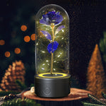 LED Glas Cloche mit Immortal Rose und Bluetooth Speaker