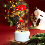 LED glass cloche with Immortal Rose and Bluetooth speaker