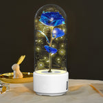 LED Glas Cloche mit Immortal Rose und Bluetooth Speaker